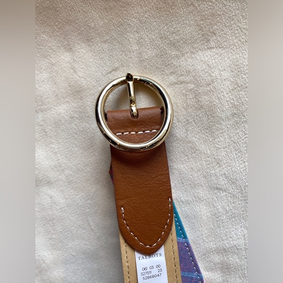 NWT Talbots Multicolor Pastel Plaid Belt with Gold Hardware - Picture 5 of 5